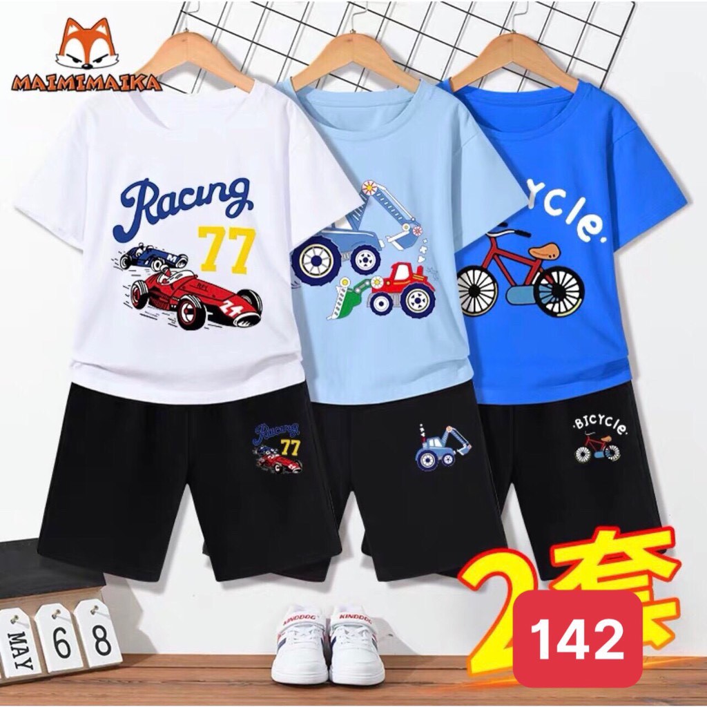 Bộ Đồ Bé Trai  Hàn Quốc In Xe Đua  Phong Cách Thời Trang Cho Bé ❤️ Chất Thun Cotton Lạnh Co Giản 4 Chiều Cho Bé Từ 18-4