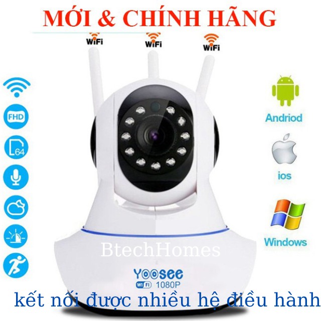 [ Bảo Hành 12 Tháng ] Camera Giám Sát Yoosee 3 Râu 2.0 Full HD 1080P Siêu Nét Quay 360 Độ Góc Rộng