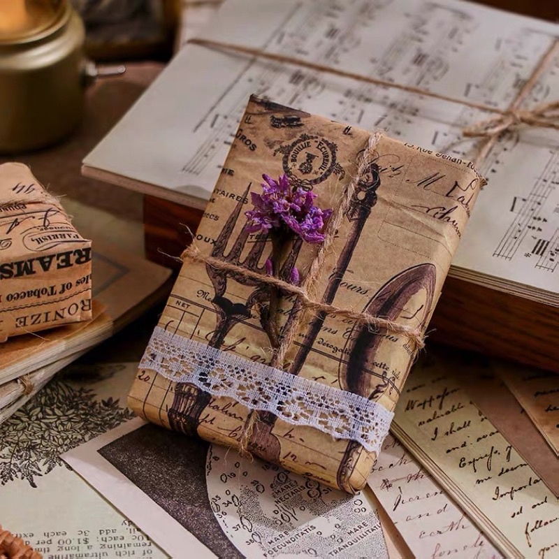 Giấy Nền Lớn 14*20cm Phong Cách Cổ Điển Vintage Retro Trang Trí Sổ Tay Bullet Journal Stationery