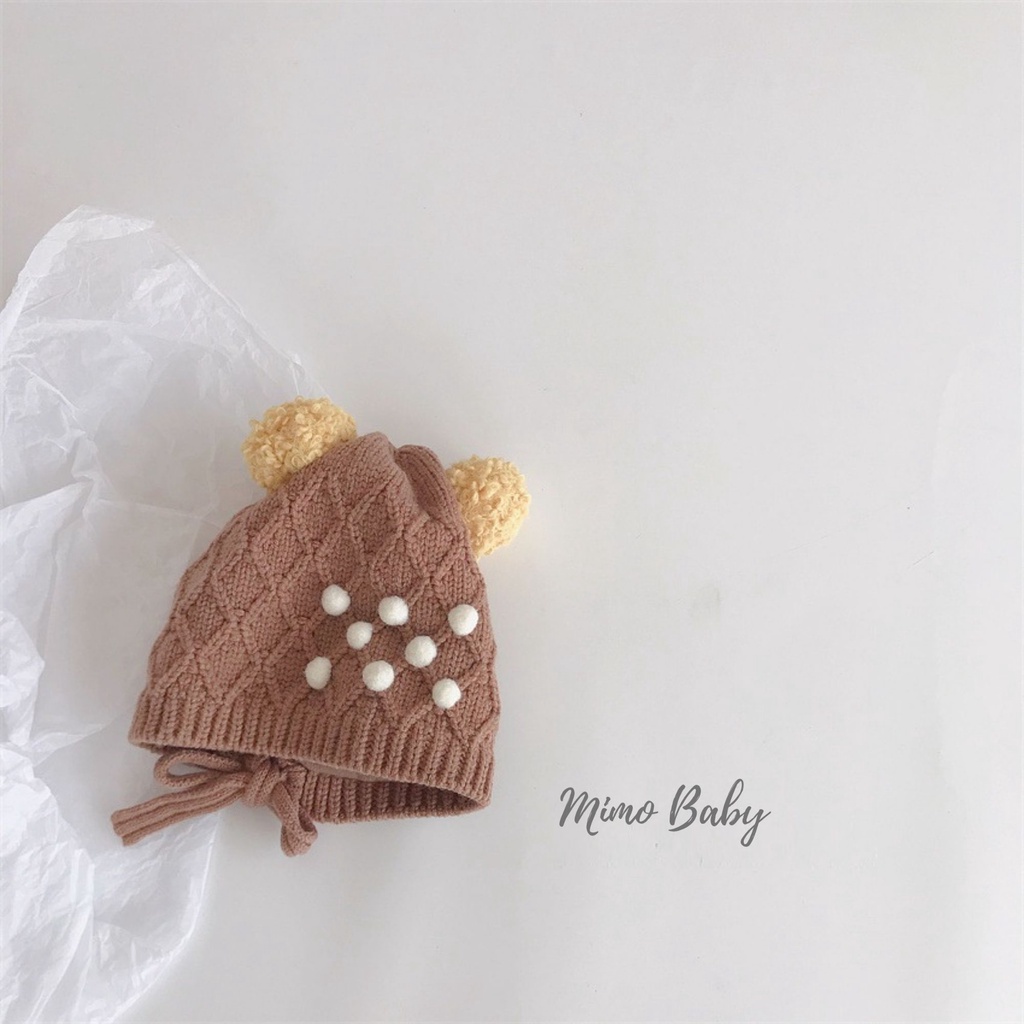 Mũ nón len tai bông chấm nhỏ đáng yêu cho bé 1-5y Mimo Baby ML43