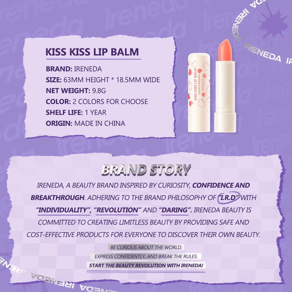 Ireneda Son Dưỡng Môi Chứa Thành Phần Trái Cây Tự Nhiên Dưỡng Ẩm Lâu Trôi