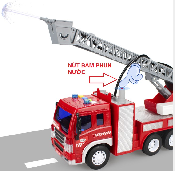 Mô hình xe đồ chơi ô tô cứu hỏa phun được nước thật có âm thanh và đèn xe đồ chơi trẻ em