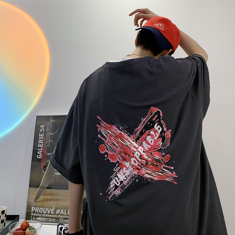 Áo Thun Nam Tay Ngắn Dáng Rộng In Hình Thời Trang Mỹ 2022