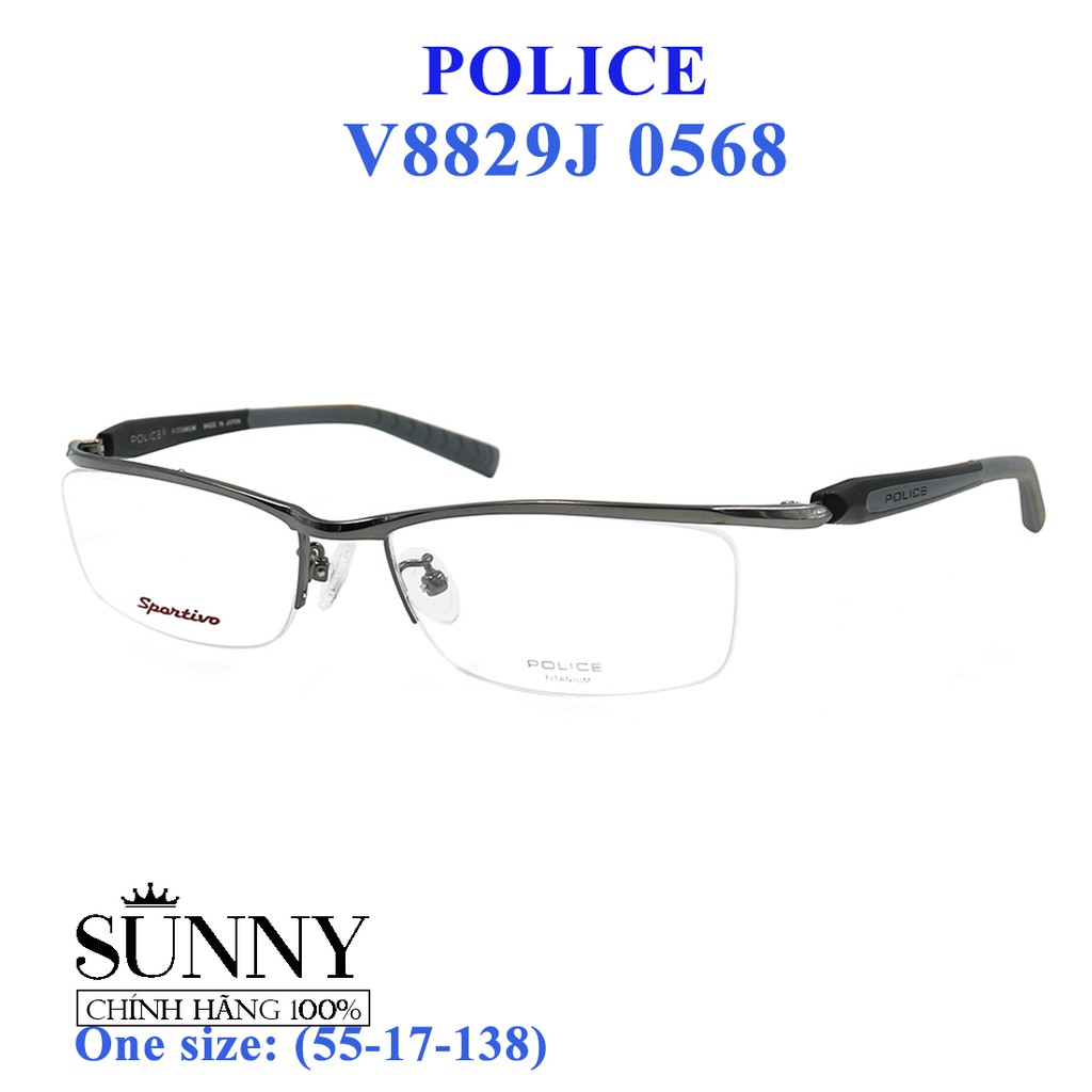 Gọng kính chính hãng Police V8829J màu sắc thời trang, thiết kế dễ đeo bảo vệ mắt