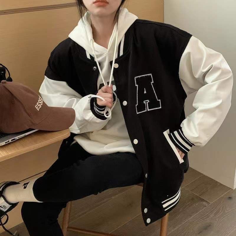 Áo bomber Varsity Jacket nỉ nam nữ khoác ngoài lớp dày form rộng chữ A unisex bóng chày cao cấp chống nắng