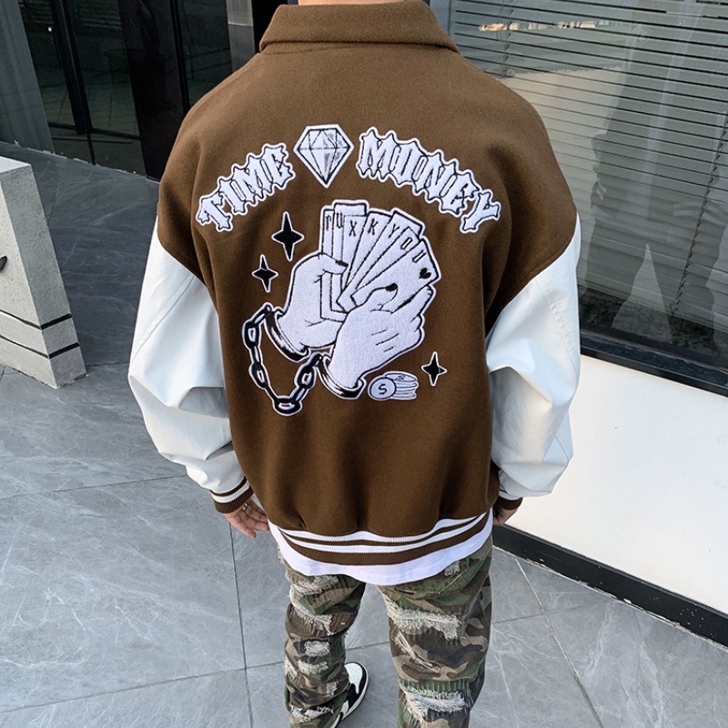 Áo khoác bóng chày thêu chữ phong cách nam tính sành điệu