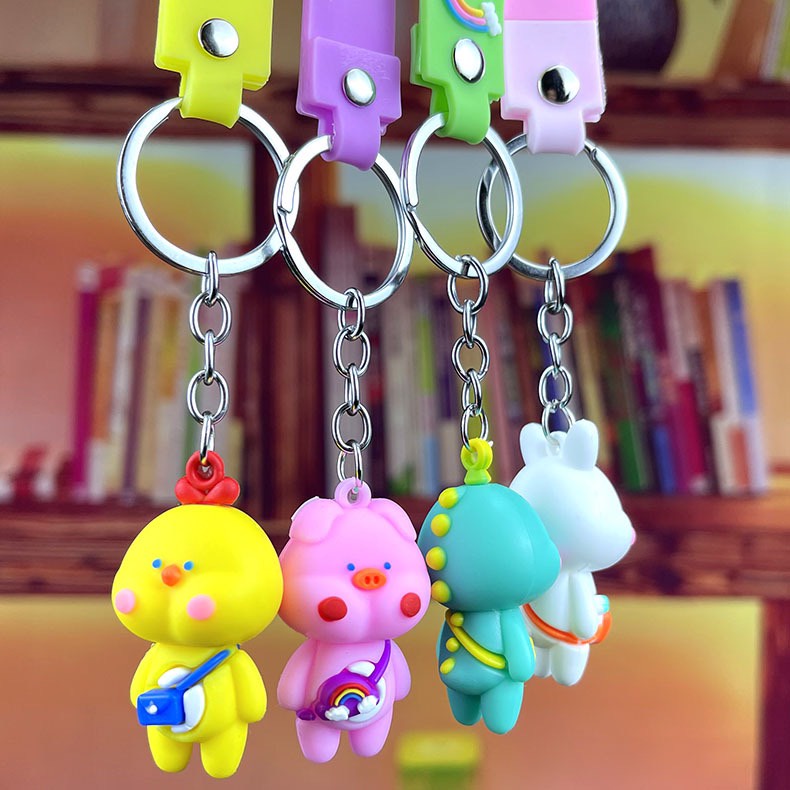 Móc khoá hoạt hình heo , khủng long , thỏ , vịt cute