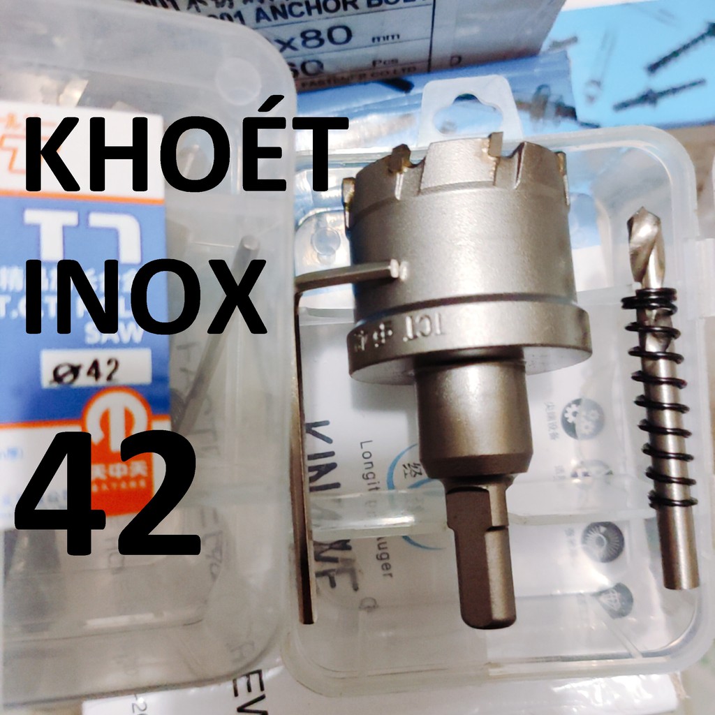Mũi khoét inox 42 , sắt đầu hợp kim công nghệ Đức Loại 1, mũi khoét kim loại 42mm