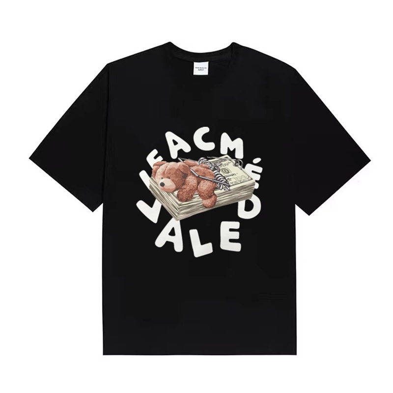 Áo Thun Cotton Tay Ngắn Dáng Rộng In Hình Chú Gấu May Mắn Thời Trang Cho Cặp Đôi