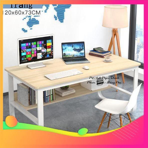 Bàn làm việc Văn Phòng Thanh Chống Đứng Chữ U Ván Gỗ Chắc Chắn Kích Cỡ Bự 120 x 73 x 60 Cm