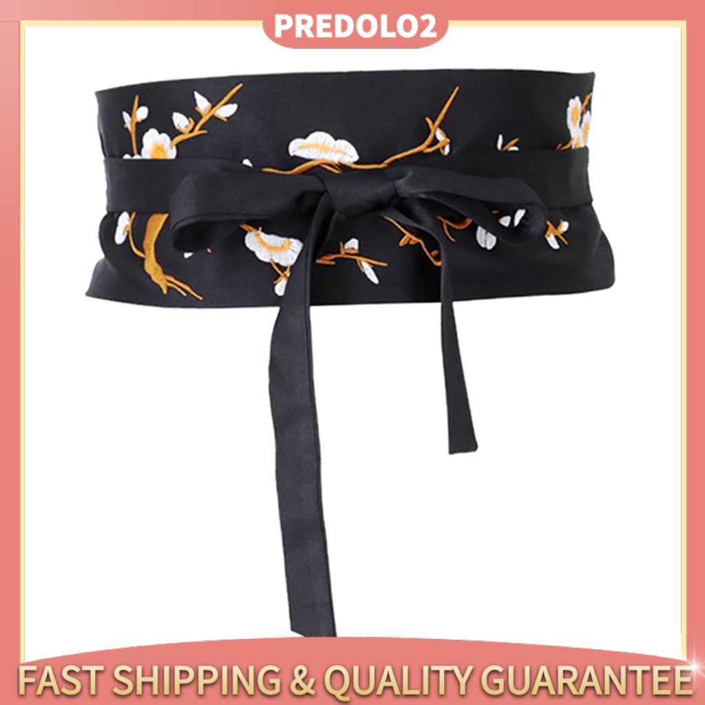 Vintage Style Embroidered Waistband Obi Belt Corset Belt for Dress Green