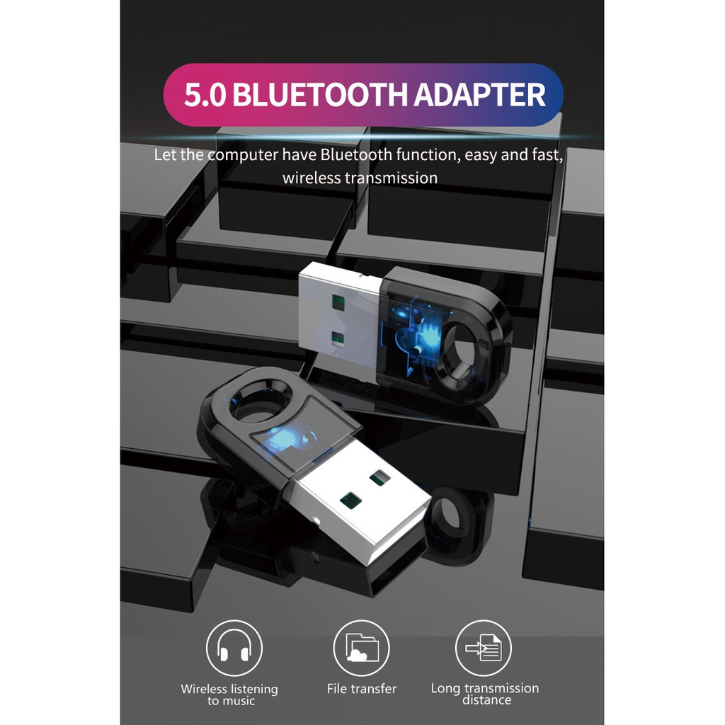 Adapter USB Bluetooth Dongle 5.0 chính hãng Chipset Realtek RTL8761B sử dụng cho PC/ Laptop ….