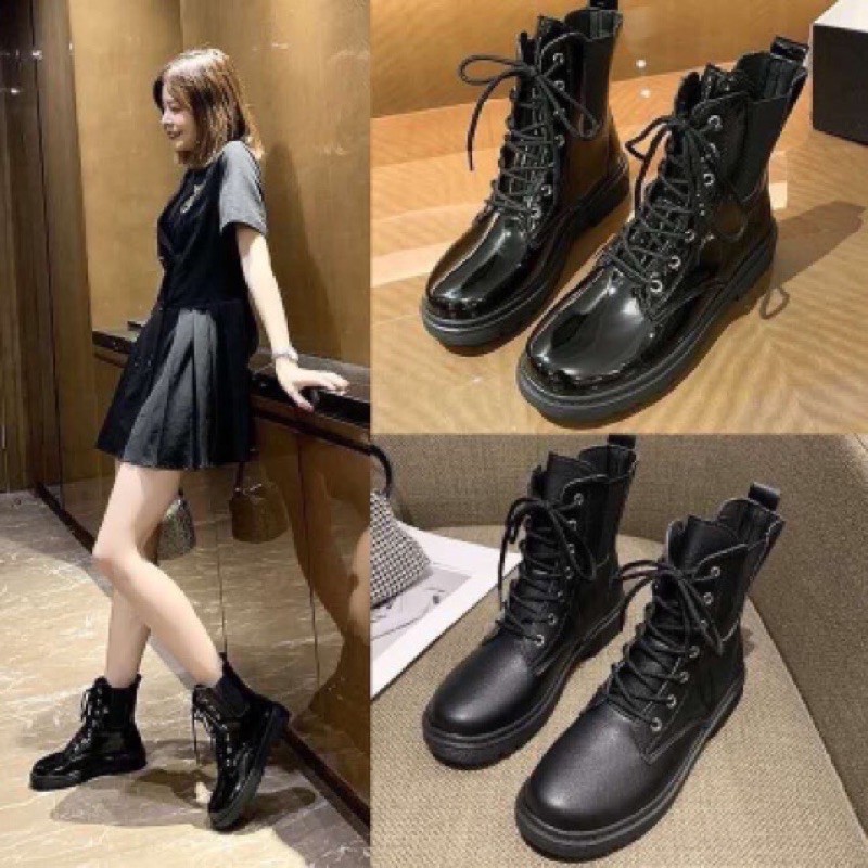 Giày Bốt Martins 2 màu đen trắng phong cách boots ulzzang phòng cách hàn quốc cho nữ