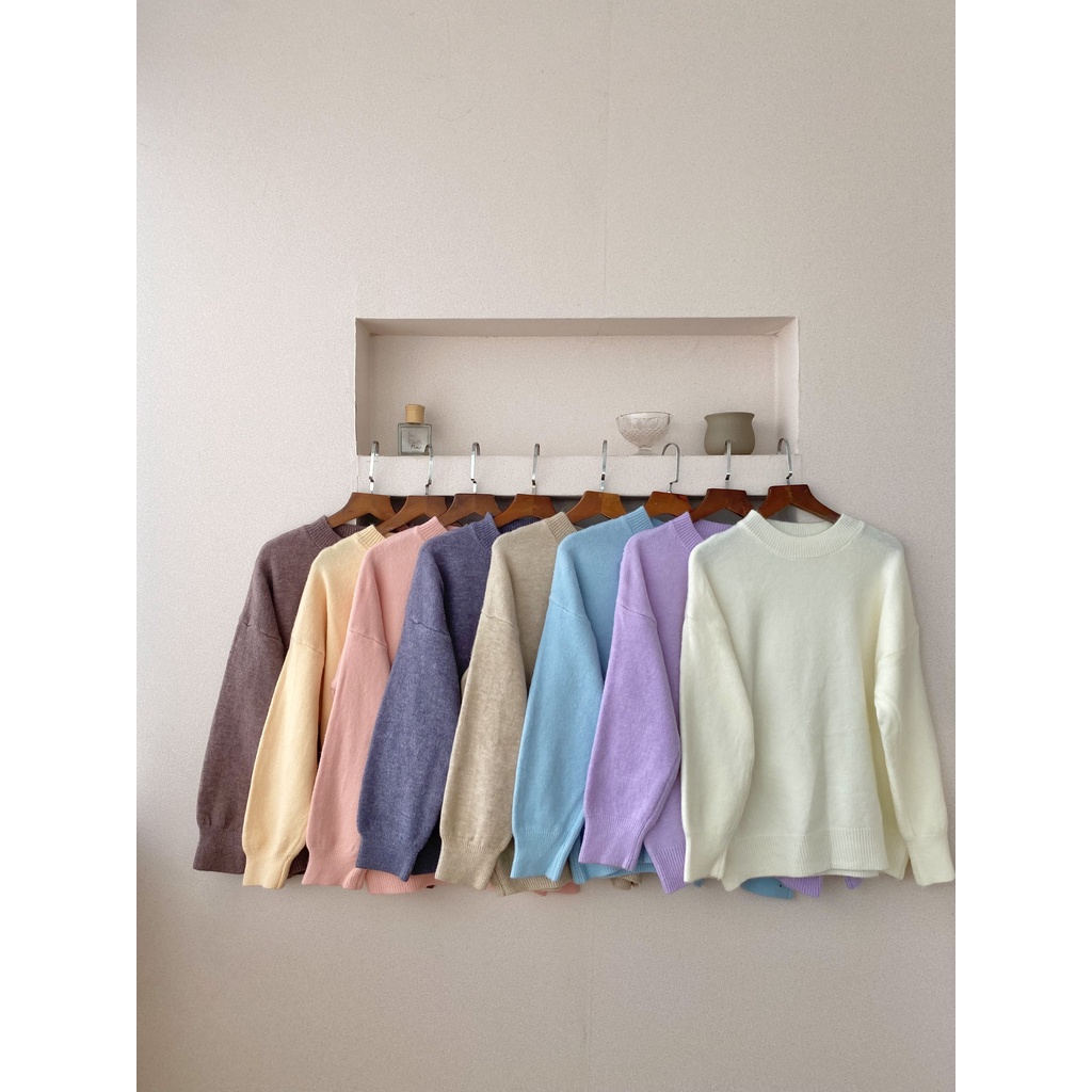 HÀNG SẴN_Áo Len Cashmere Cổ Tròn Basic Dáng Rộng