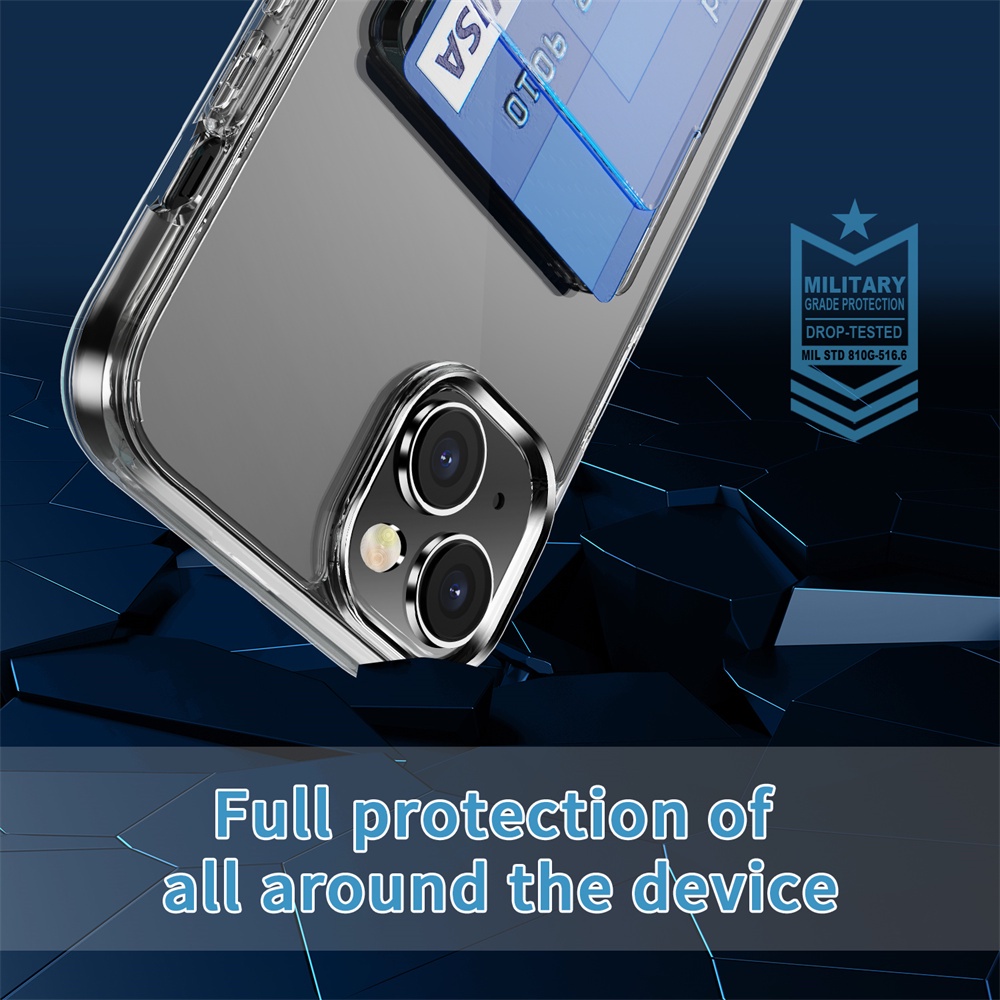 Ultra Ốp Điện Thoại pc Cứng Trong Suốt Siêu Mỏng Chống Sốc Kèm Ngăn Đựng Thẻ Cho iphone 15 14 13 12 11 pro max