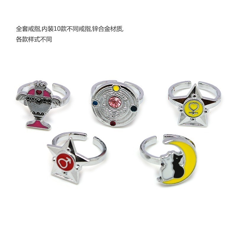 SAILOR MOON Bộ Nhẫn Hợp Kim Hoạt Hình Thủy Thủ Mặt Trăng Thời Trang