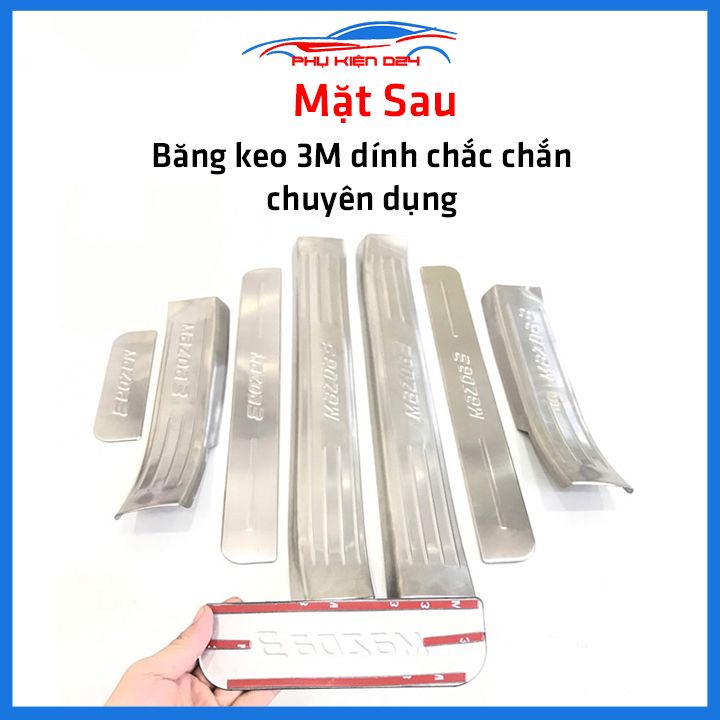 Bộ ốp bậc cửa trong ngoài nẹp bước chân Mazda 3 2015-2016-2017-2018-2019 Inox chống trầy trang trí xe