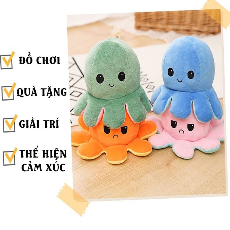 Bạch Tuộc Nhồi Bông Thể Hiện Cảm Xúc Hai Mặt Phát Sáng Có Nhạc Kích Thước 20cm