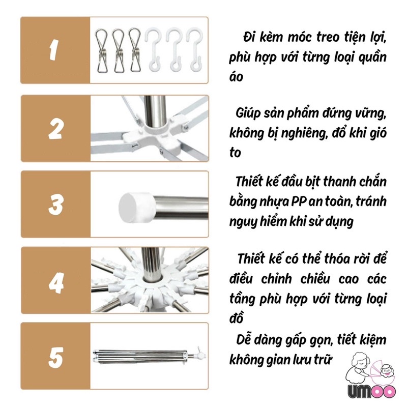 Cây Phơi Đồ Cho Bé Umoo Chính Hãng UM-09116
