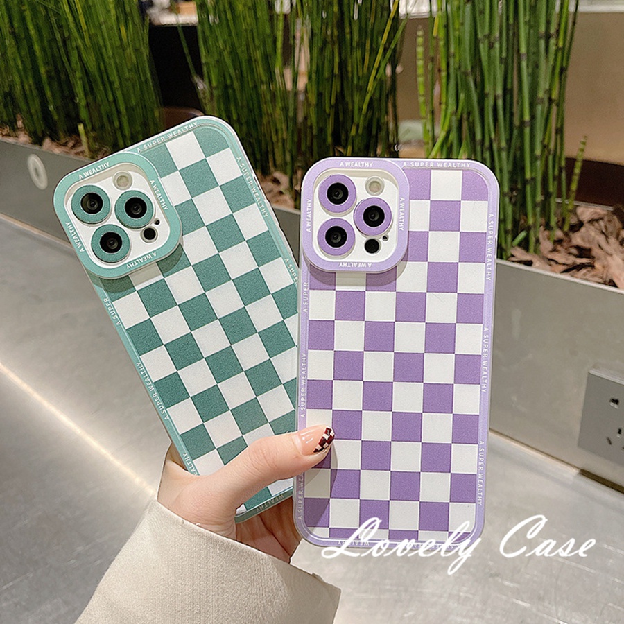Ốp Điện Thoại Mềm Trong Suốt Họa Tiết Sọc Caro Cho IPhone 14 13 12 11 Pro Max X XR Xs Max 8 7 6 6s Plus SE 2020