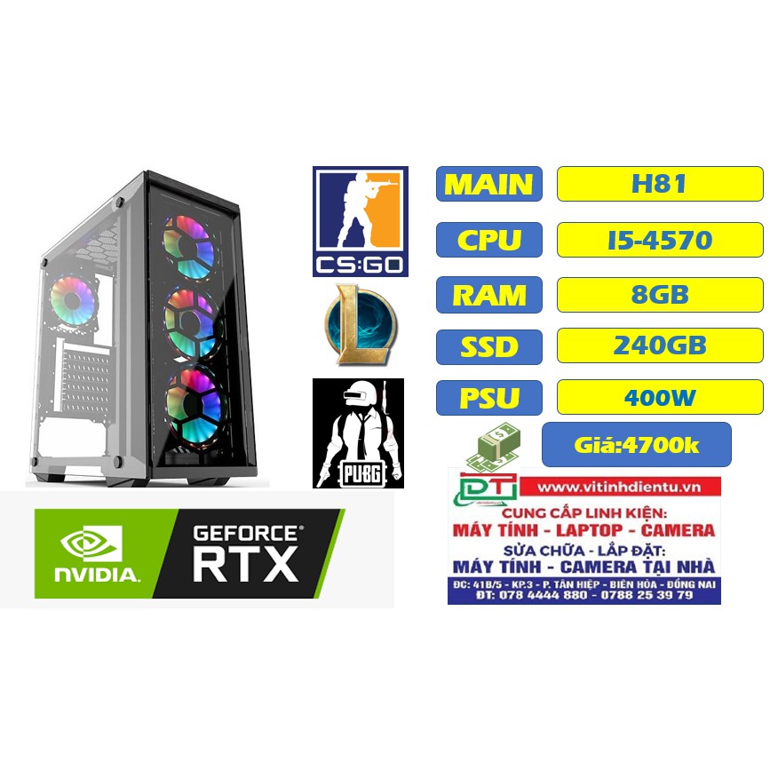 Combo MainH81 + Chip i5 4750 + Ram 4g + ssd 120g ( tặng phím chuột)