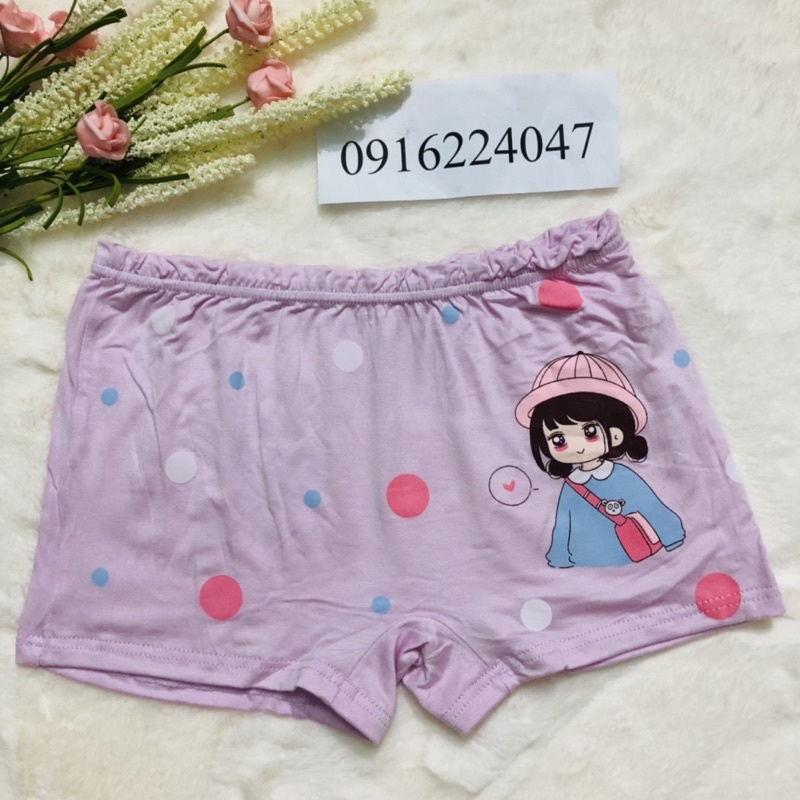 Set 10 Quần lót đùi bé gái cotton, quần chíp đùi trẻ em