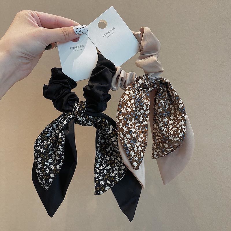 Dây Cột Tóc Scrunchies Màu Đen Thời Trang Hàn Quốc Cho Nữ