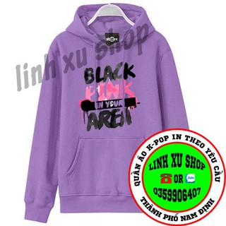 Áo hoodie BLACKPINK màu tím vải nỉ lót bông in theo yêu cầu