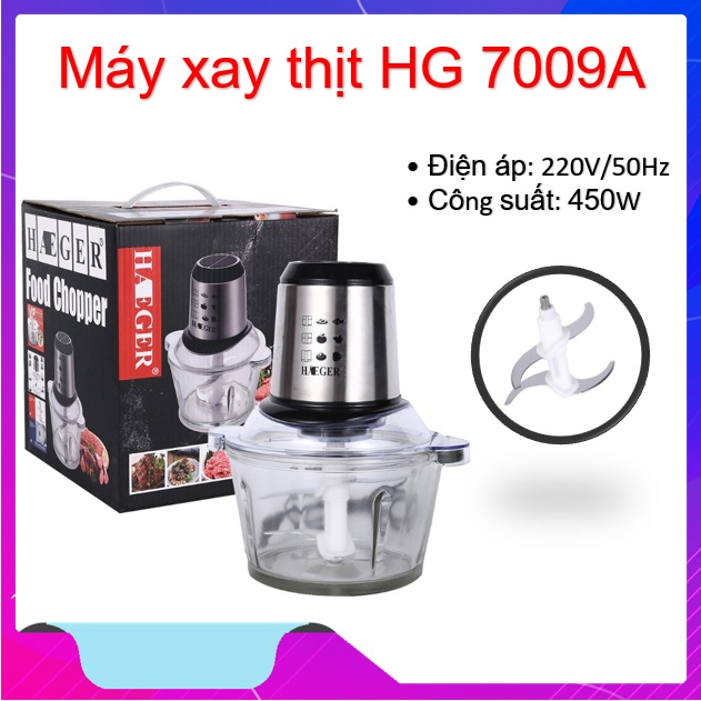 Máy xay thịt ⚡BẢO HÀNH 12 THÁNG⚡ máy xay HG 7009A cối thủy tinh cao cấp, an toàn khi sử dụng