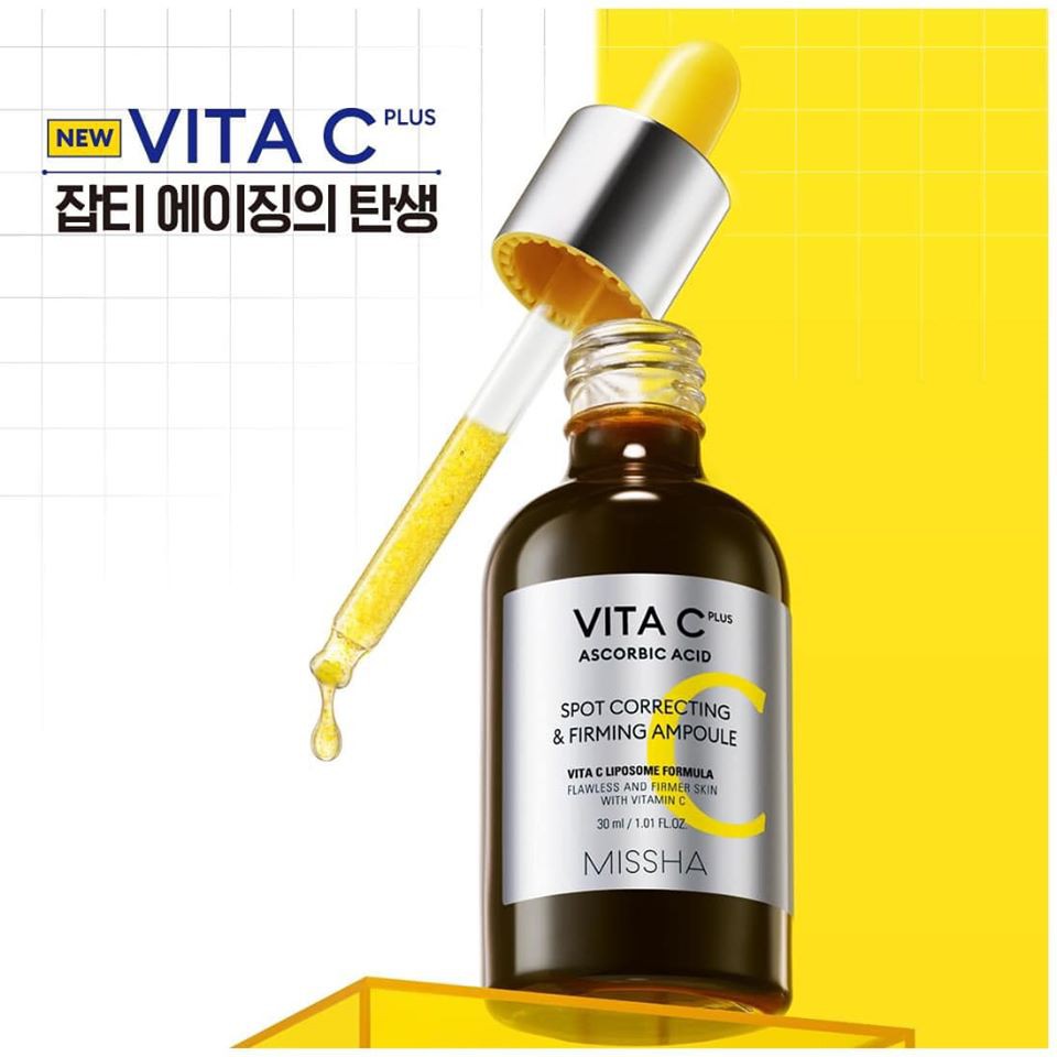 Serum dưỡng trắng mờ thâm nám Missha Vita C Plus Spot Correcting &amp; Firmming Ampoule 30ml