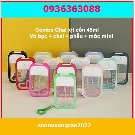 Chai chiết mỹ phẩm (Chiết xịt khoáng), Bình xịt nước rửa tay/ chai xịt cồn mini 45ml viền silicone