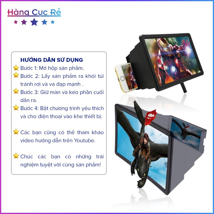 Bộ 2 Kính phóng đại màn hình điện thoại F2 ⭐Freeship⭐Kính phóng to gấp 3 lần kiêm giá đỡ - Shop Hàng Cực Rẻ