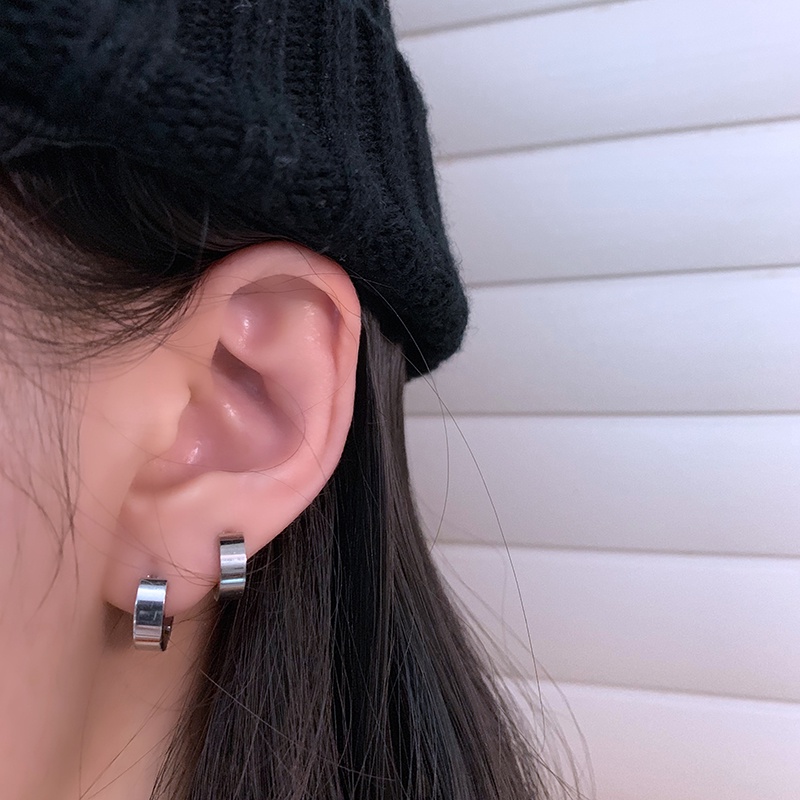 Khuyên Tai Tròn Màu Sắc Đơn Giản Phong Cách Hip Hop Nhật Hàn