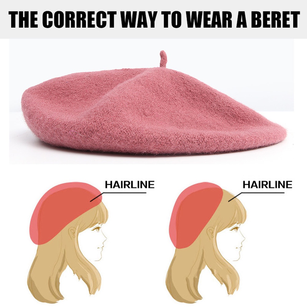 Mũ Beret Len Màu Sắc Đơn Giản Thanh Lịch Dành Cho Nữ