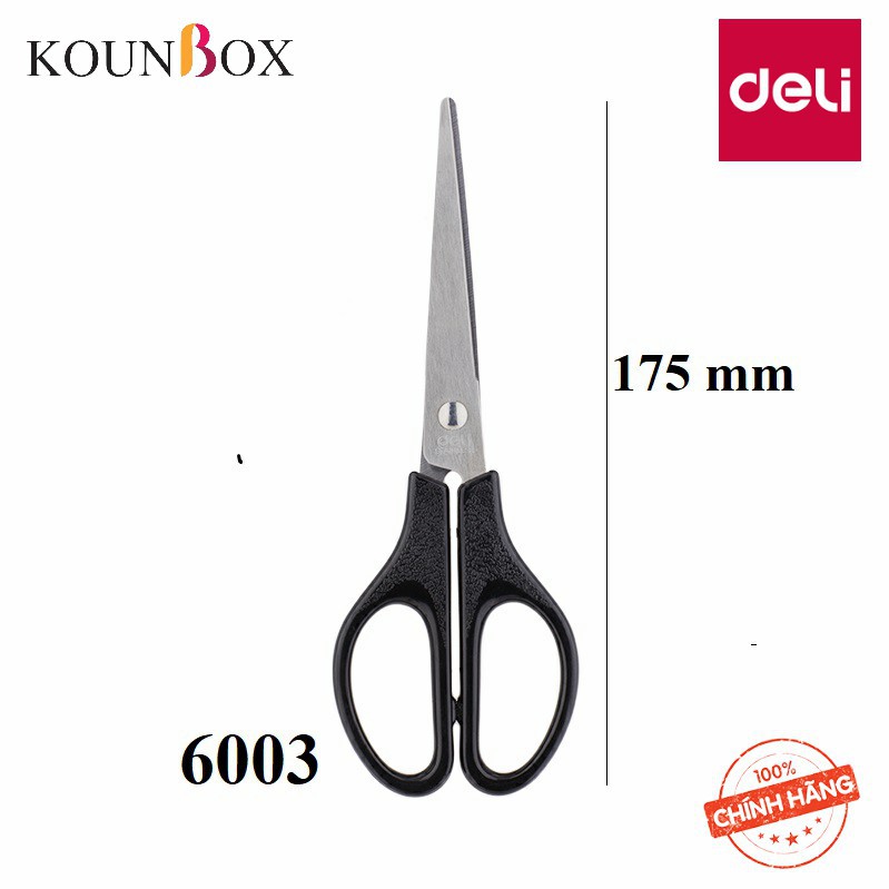 Kéo văn phòng Deli tay cầm êm ái 175mm 6058 Kounbox