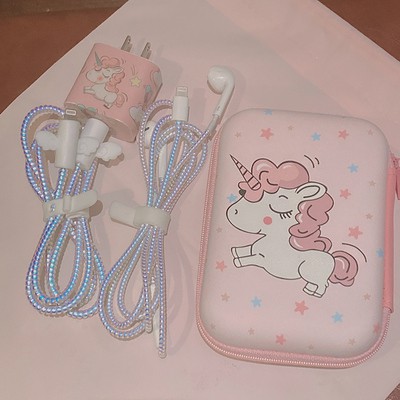 [PHỤ KIỆN ĐTDĐ] Bộ phụ kiện hình 🦄 bảo vệ củ sạc, dây sạc, dây nghe cho iphone 12/12PROMAX 11/11PROMAX