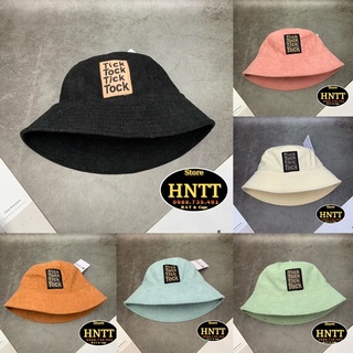 Mũ bucket tai bèo nhung tăm thêu logo chữ tick tock tick tock thời trang