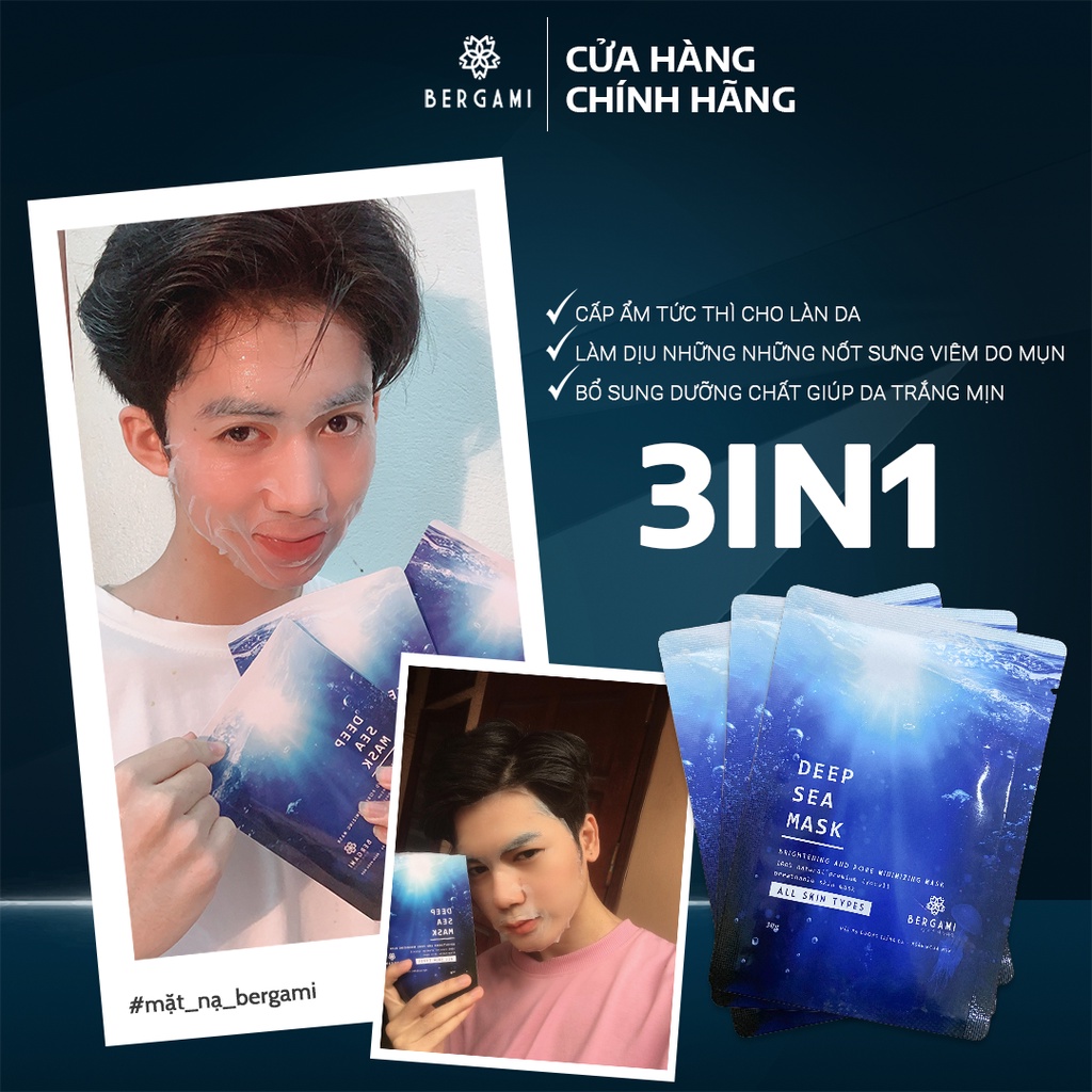 Mặt nạ giấy tinh chất tảo biển dưỡng ẩm trắng da nâng tone ngừa mụn Bergemi Deep Sea 30g