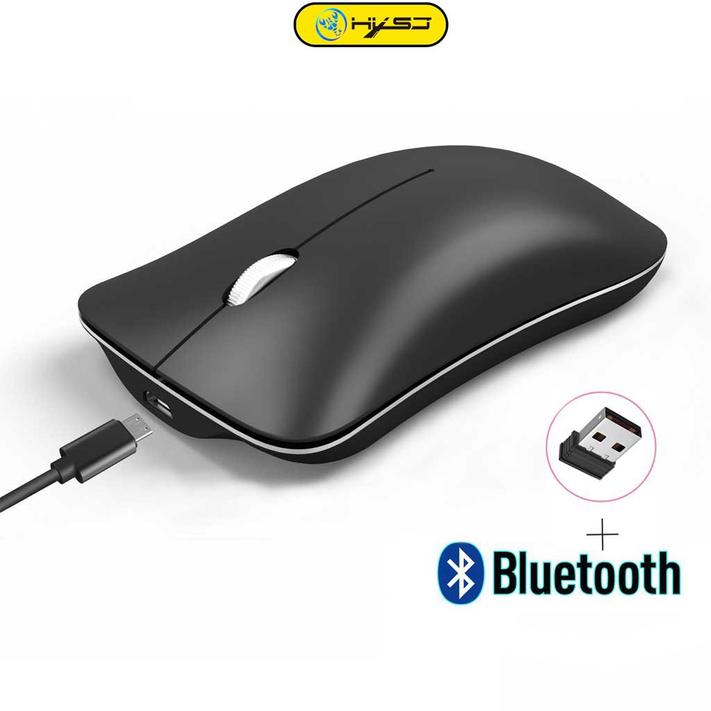 Chuột Bluetooth không dây wireless USB 2.4GHz HXSJ siêu mỏng tự sạc, không tiếng ồn dùng cho pc laptop macbook ipad tivi