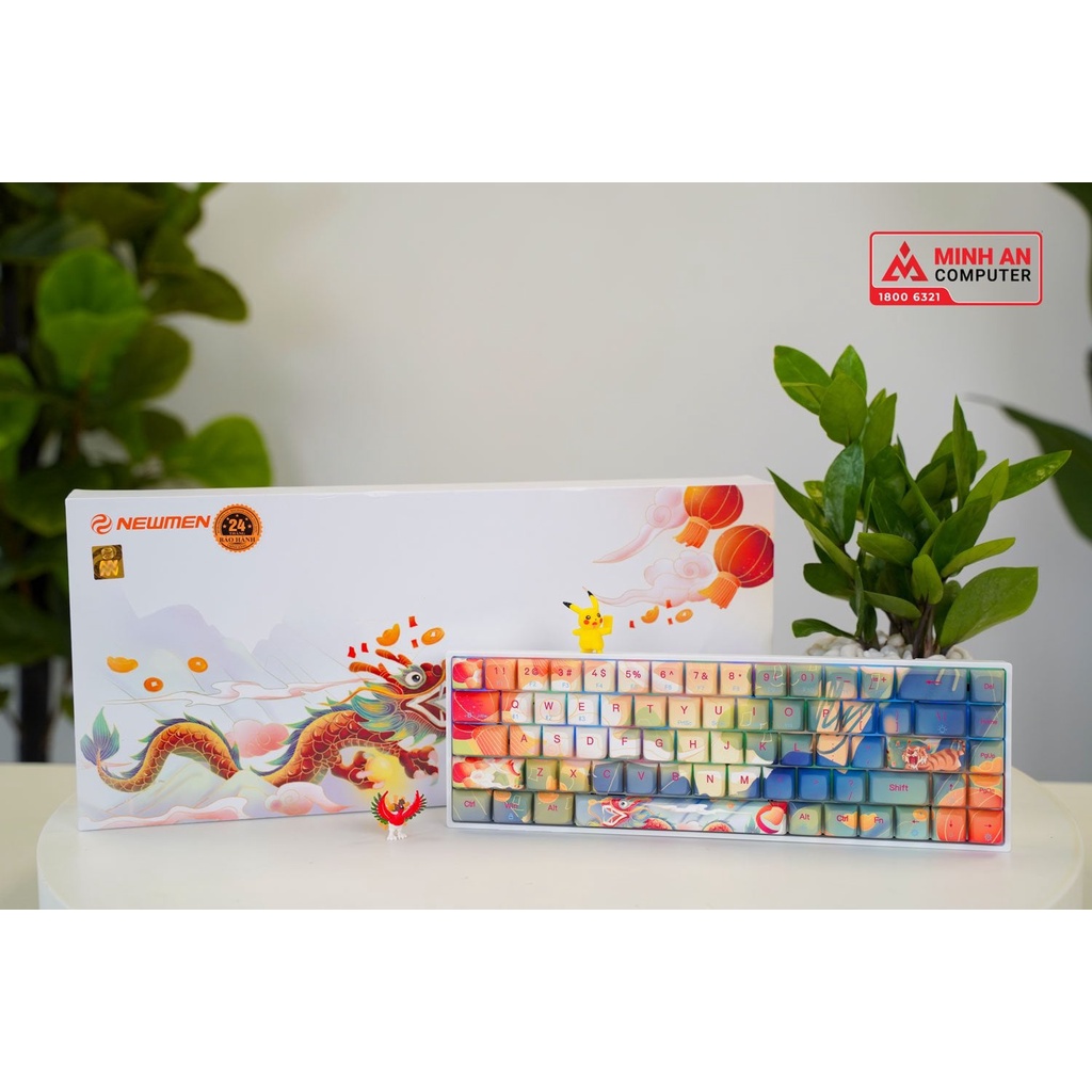 Bàn phím cơ không dây NEWMEN Dual Mode GM680 Jungle Purple Switch