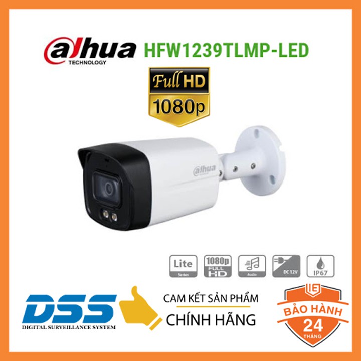 Camera thân HDCVI 2MP Full Color DAHUA DH-HAC-HFW1239TLMP-LED-S2 hàng chính hãng DSS Việt Nam