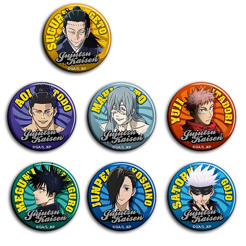 Combo 7 huy hiệu cài áo IN HÌNH Jujutsu Kaisen Chú thuật hồi chiến ver chữ vàng anime chibi dễ thương