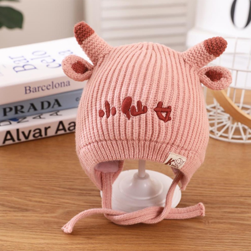 Mũ Beanie Dệt Kim Mềm Mại Hình Tai Động Vật Hoạt Hình Giữ Ấm Mùa Đông Cho Bé Trai Và Gái