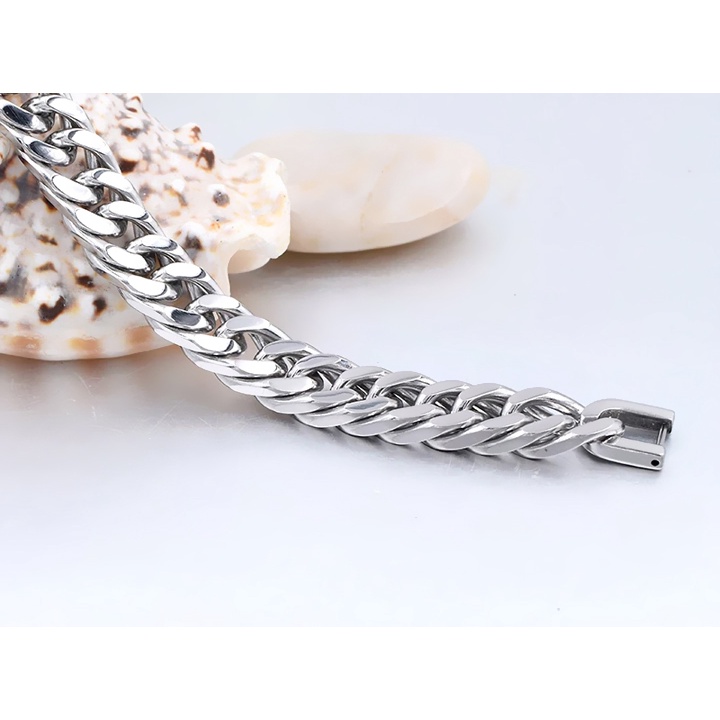 Lắc tay nam inox kiểu lặc đôi 13mm khóa bộ thời trag trắng sáng đẹp, khôg đen, không gỉ - Đem lại đẳng cấp cho người đeo