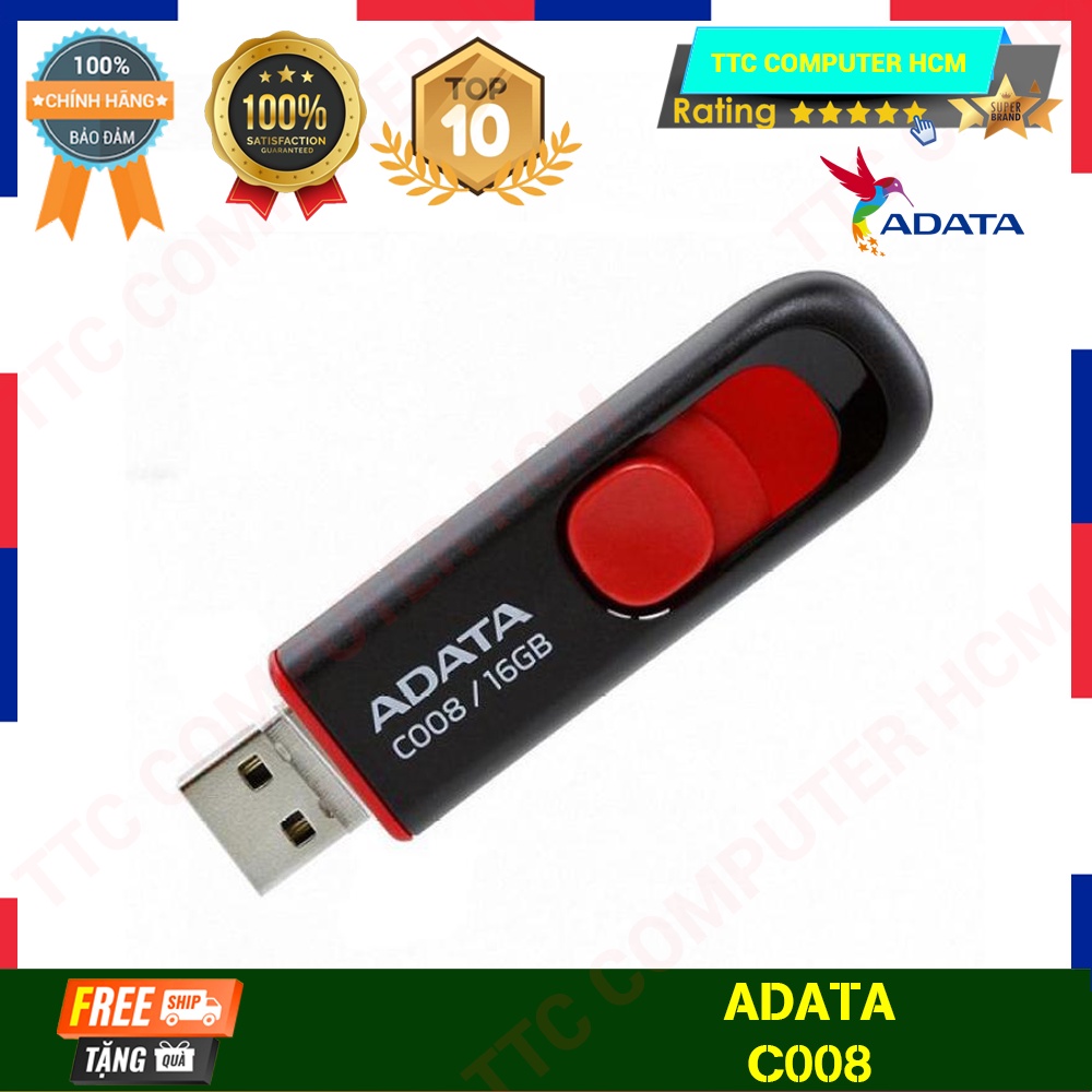 ADATA C008 | USB 2.0 ADATA C008 16GB Siêu Bền  - HÀNG CHÍNH HÃNG TTC COMPUTER