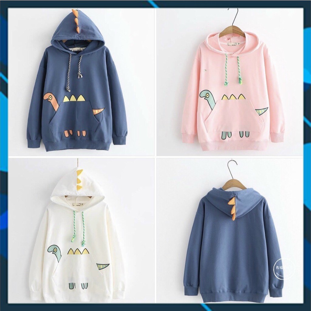 ÁO KHOÁC HOODIE KHỦNG LONG CUTE PHÔ MAI QUE Unisex hoodies nam nữ AO HOODIE FREE SIZE DƯỚI 60KG