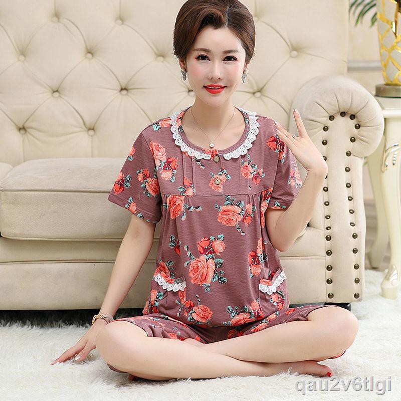 pyjama nữ cỡ vừa, quần ngắn tay cotton mỏng, size lớn cho người trung niên và cao tuổi Đặt Dịch vụ tại nhàF