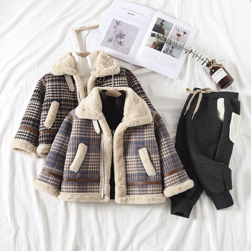 Áo khoác dạ kẻ cho bé