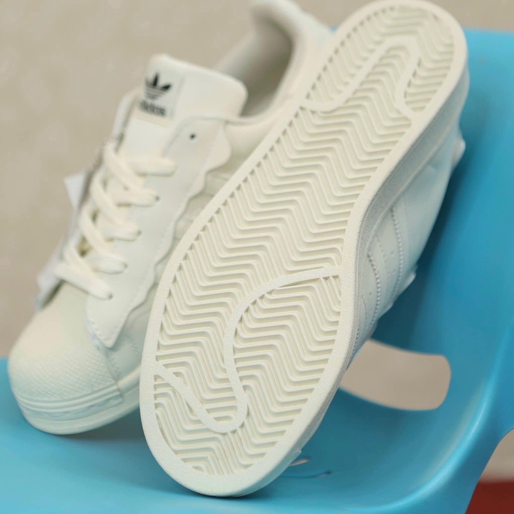 Giày thể thao adidas sò Trắng kem superstar, giầy sneaker 3 sọc màu kem hót trend 2022 bản SC