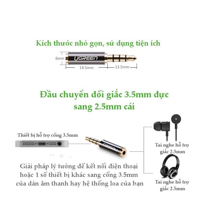Đầu chuyển Audio 3.5mm sang 2.5mm Ugreen 20502